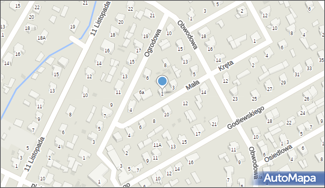 Dąbrowa Białostocka, Mała, 1, mapa Dąbrowa Białostocka