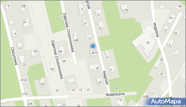 Dąbrowa Chotomowska, Magnolii, 14, mapa Dąbrowa Chotomowska