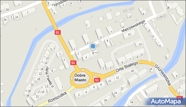 Dobre Miasto, Malczewskiego, 6, mapa Dobre Miasto