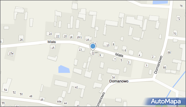 Domanowo, Mała, 11, mapa Domanowo