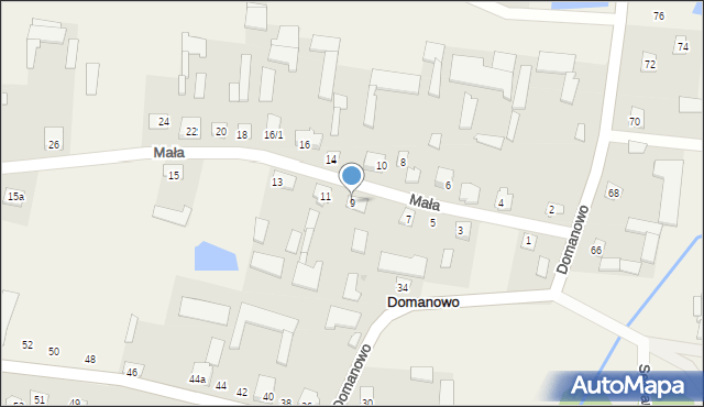 Domanowo, Mała, 9, mapa Domanowo