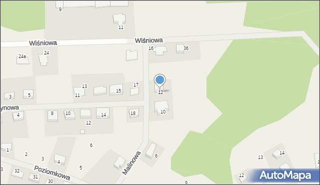 Droszków, Malinowa, 12, mapa Droszków