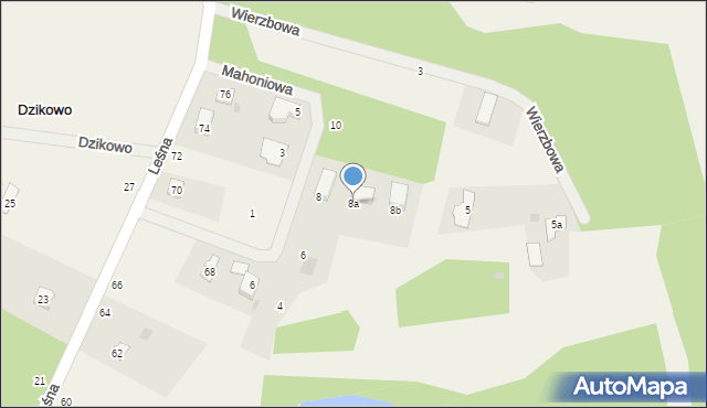 Dzikowo, Mahoniowa, 8a, mapa Dzikowo