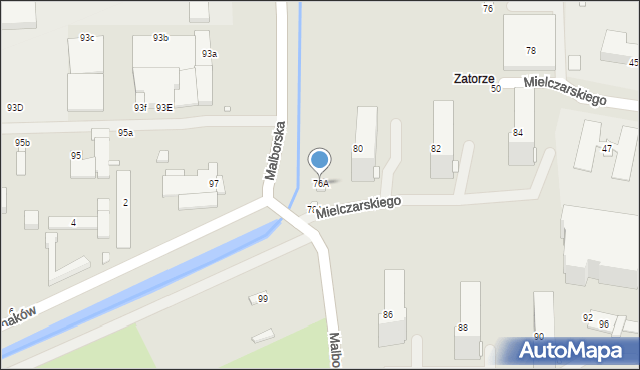 Elbląg, Malborska, 76A, mapa Elbląga