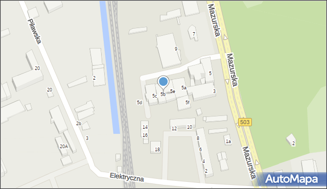 Elbląg, Mazurska, 5b, mapa Elbląga