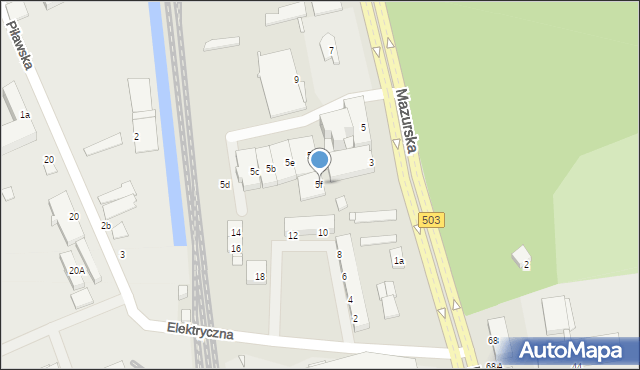 Elbląg, Mazurska, 5f, mapa Elbląga