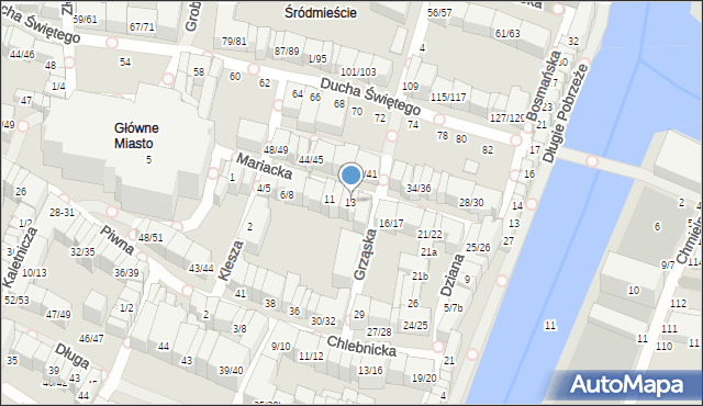 Gdańsk, Mariacka, 13, mapa Gdańska