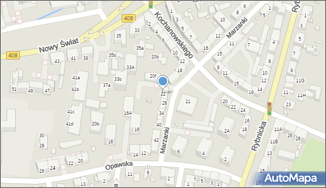 Gliwice, Marzanki, 22, mapa Gliwic