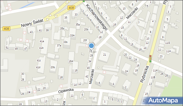 Gliwice, Marzanki, 26, mapa Gliwic