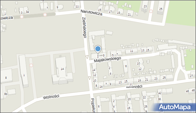 Gliwice, Majakowskiego Włodzimierza, 1, mapa Gliwic