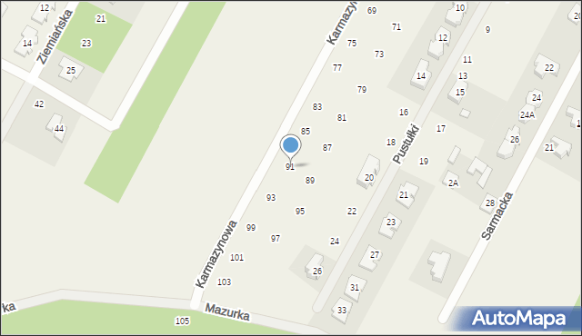 Głosków, Mazurka, 91, mapa Głosków