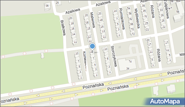 Gniezno, Malwowa, 9, mapa Gniezna