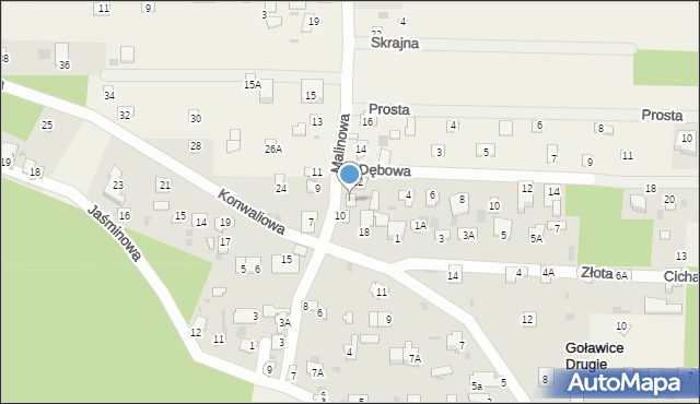 Goławice Drugie, Malinowa, 12A, mapa Goławice Drugie