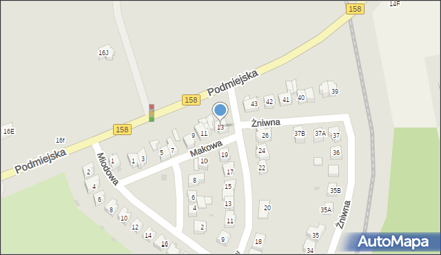 Gorzów Wielkopolski, Makowa, 13, mapa Gorzów Wielkopolski