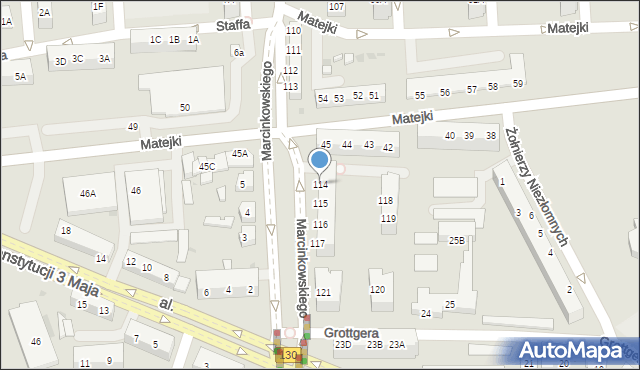 Gorzów Wielkopolski, Marcinkowskiego Karola, 114, mapa Gorzów Wielkopolski