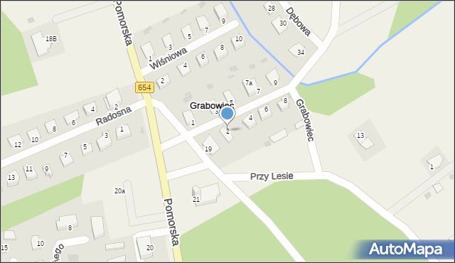 Grabowiec, Malinowa, 2, mapa Grabowiec