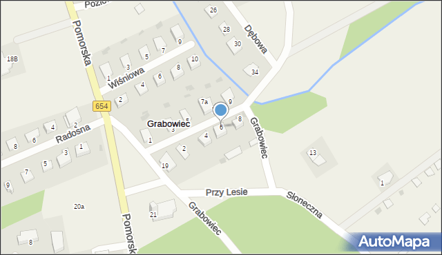 Grabowiec, Malinowa, 6, mapa Grabowiec