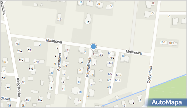 Grabówka, Magnoliowa, 1, mapa Grabówka