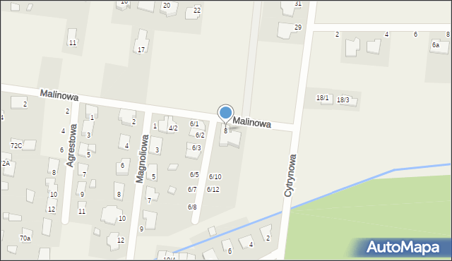 Grabówka, Malinowa, 8, mapa Grabówka