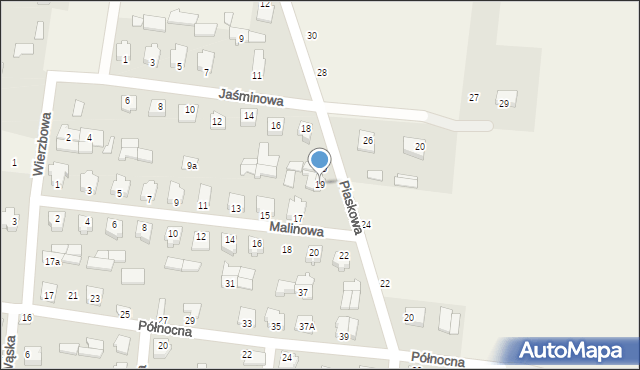 Gródek, Malinowa, 19, mapa Gródek