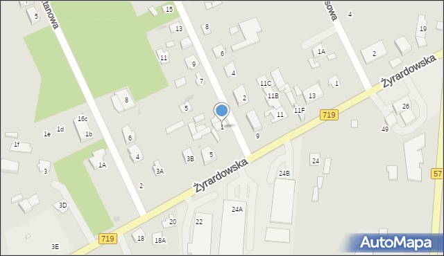 Grodzisk Mazowiecki, Malinowa, 1, mapa Grodzisk Mazowiecki