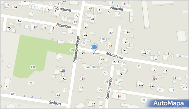 Grodzisk Mazowiecki, Mariańska, 21, mapa Grodzisk Mazowiecki