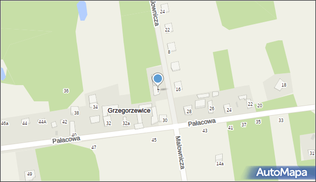 Grzegorzewice, Malownicza, 7, mapa Grzegorzewice