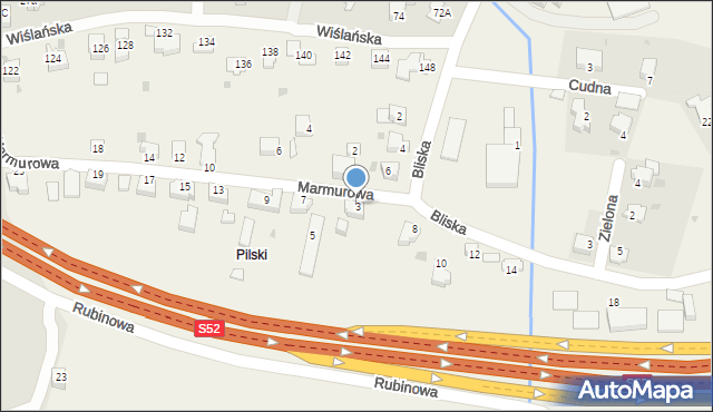 Harbutowice, Marmurowa, 3, mapa Harbutowice