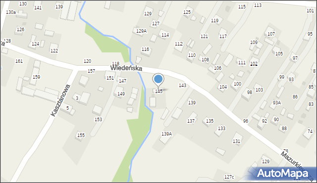 Jasień, Mazurkiewicza, ks., 145, mapa Jasień