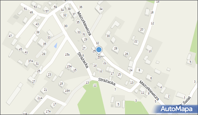 Jasień, Mazurkiewicza, ks., 23, mapa Jasień