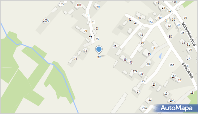 Jasień, Mazurkiewicza, ks., 69, mapa Jasień