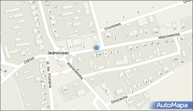 Jednorożec, Mazowiecka, 2, mapa Jednorożec