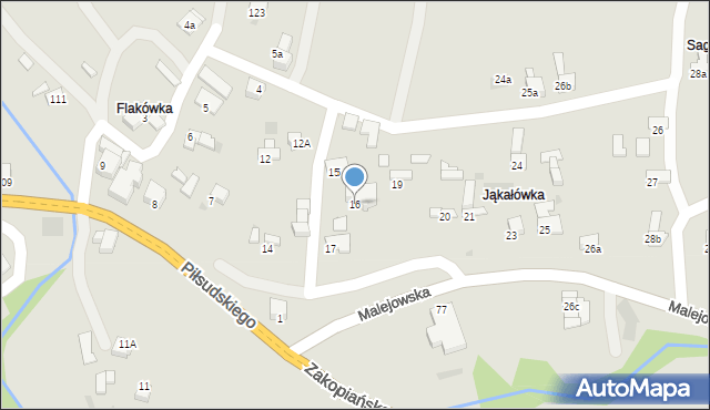 Jordanów, Malejowska, 16, mapa Jordanów