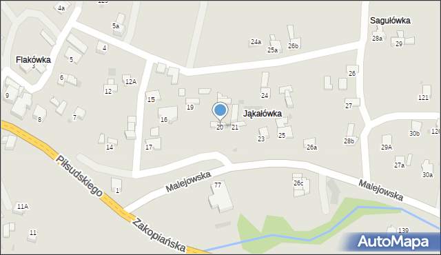 Jordanów, Malejowska, 20, mapa Jordanów