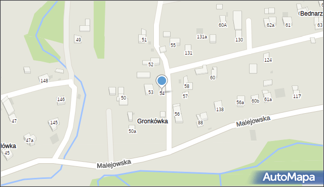 Jordanów, Malejowska, 54, mapa Jordanów