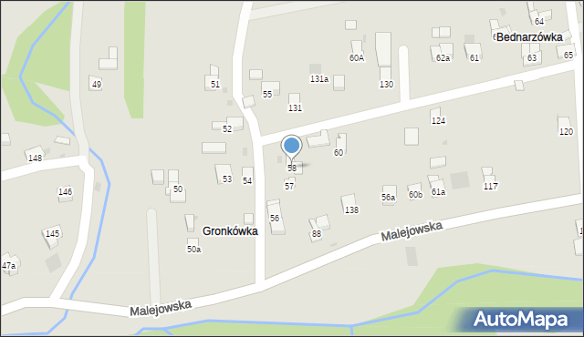 Jordanów, Malejowska, 58, mapa Jordanów