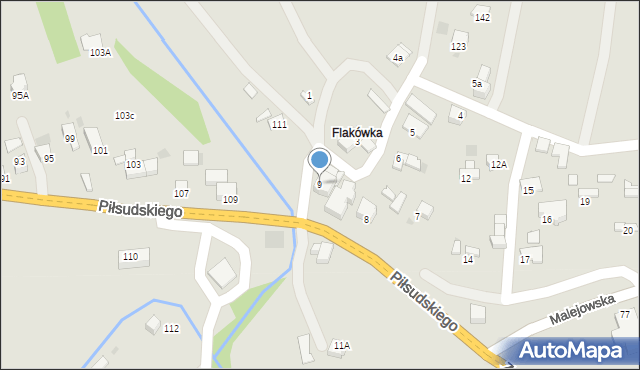 Jordanów, Malejowska, 9, mapa Jordanów