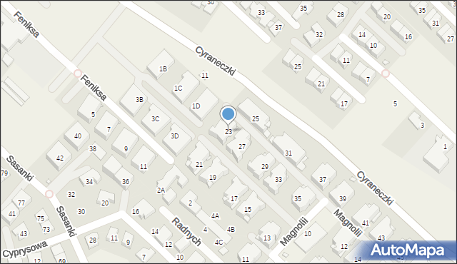 Józefosław, Magnolii, 23, mapa Józefosław