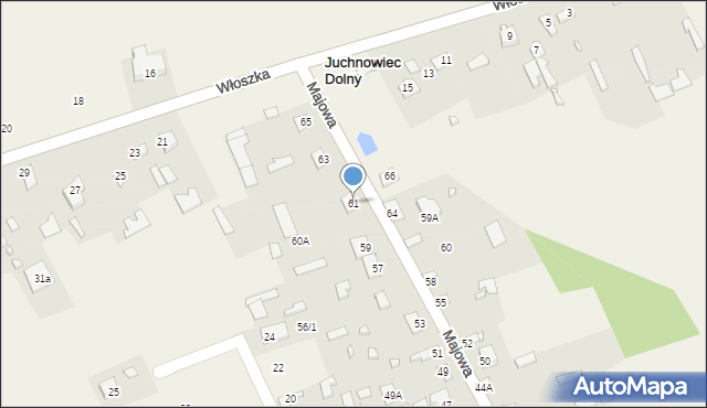 Juchnowiec Dolny, Majowa, 61, mapa Juchnowiec Dolny