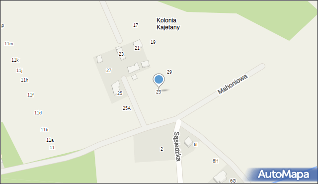 Kajetany, Mahoniowa, 23, mapa Kajetany
