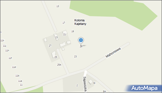 Kajetany, Mahoniowa, 29, mapa Kajetany