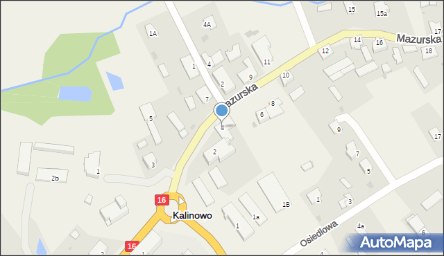 Kalinowo, Mazurska, 4, mapa Kalinowo