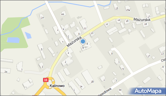 Kalinowo, Mazurska, 6, mapa Kalinowo