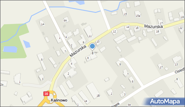 Kalinowo, Mazurska, 8, mapa Kalinowo