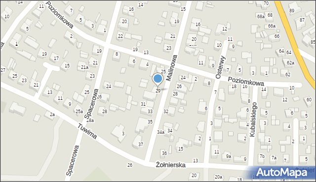 Kalisz, Malinowa, 29, mapa Kalisza