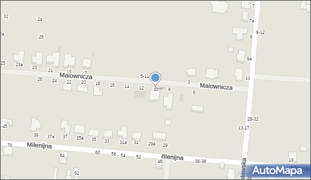 Kalisz, Malownicza, 10, mapa Kalisza