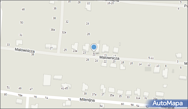 Kalisz, Malownicza, 21, mapa Kalisza