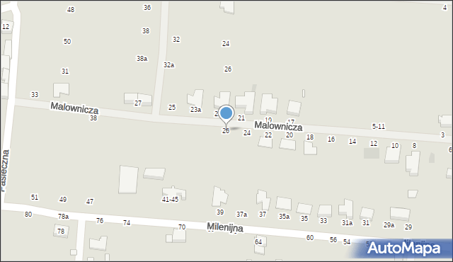 Kalisz, Malownicza, 26, mapa Kalisza