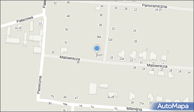 Kalisz, Malownicza, 27, mapa Kalisza