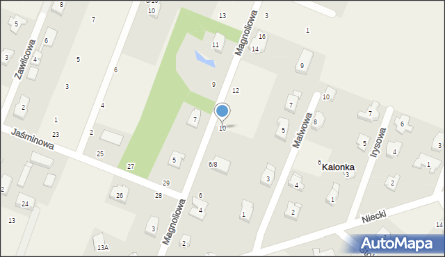 Kalonka, Magnoliowa, 10, mapa Kalonka